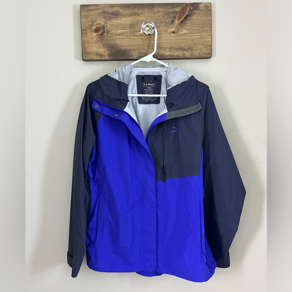 L.L.BEAN TEK 02 Raincoat Men’s Color Blue Size Small Regular- Hood & Pockets